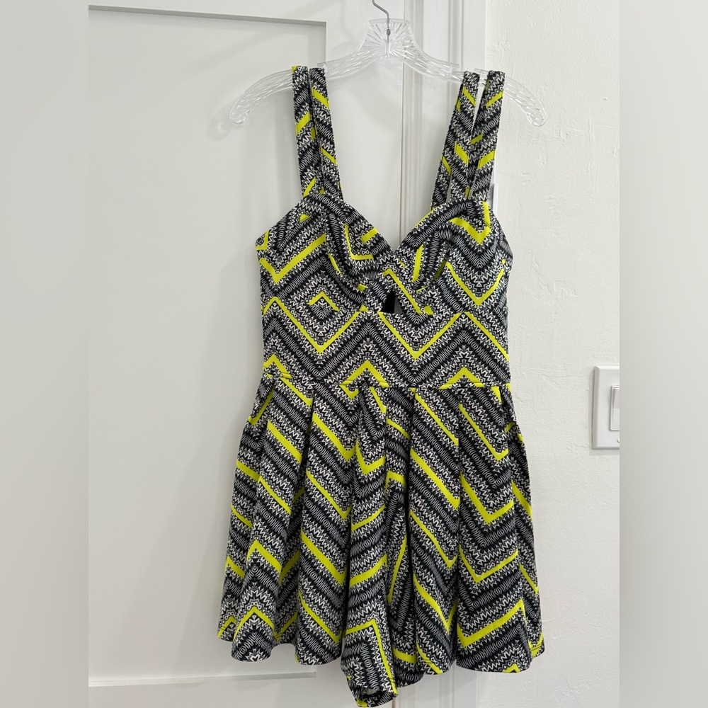 Material Girl patterned ,colorful  pleated skater skirt-like romper